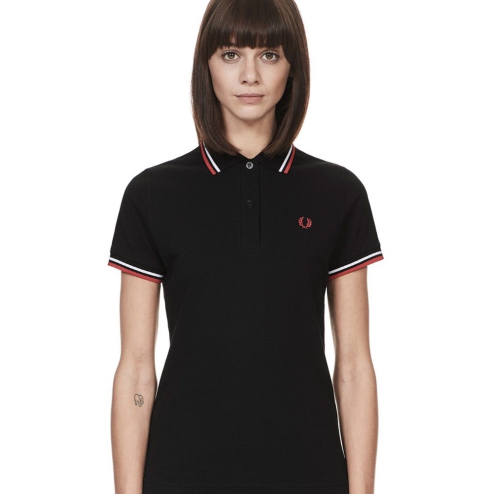 Fred Perry Women’s Twin Tipped Polo in Black